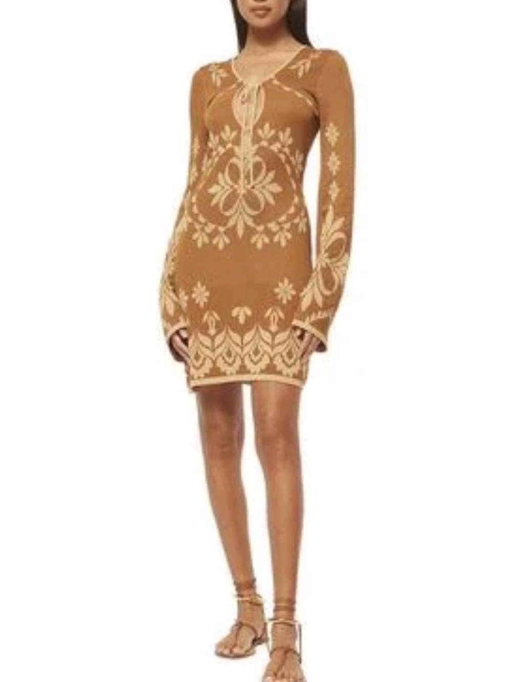 MISA Los Angeles Sahar Knit Mini Dress in Natural, Small, NWT